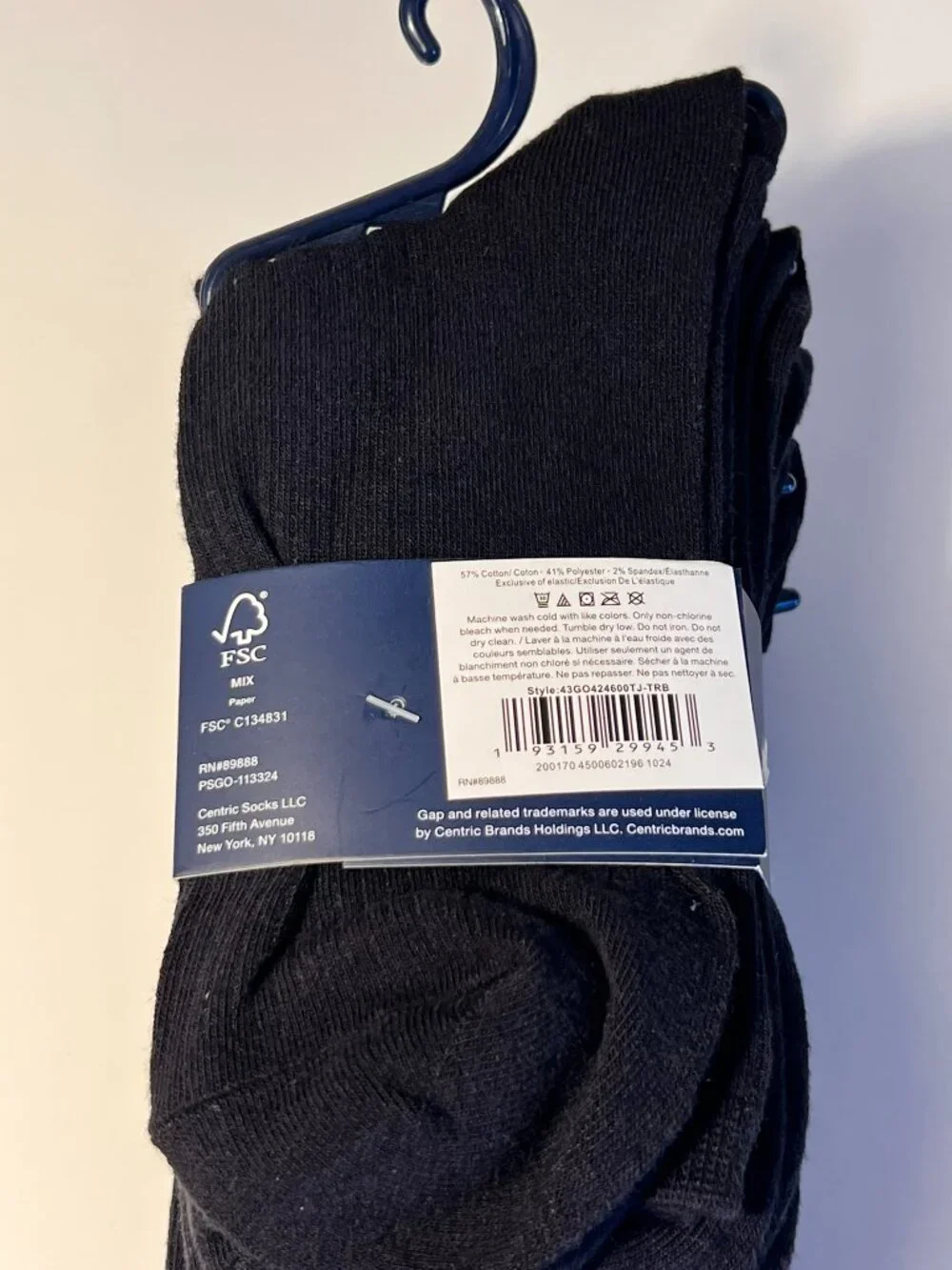 NWT 5 Pack Gap Cotton Crews Black Socks Shoe Size 4-10